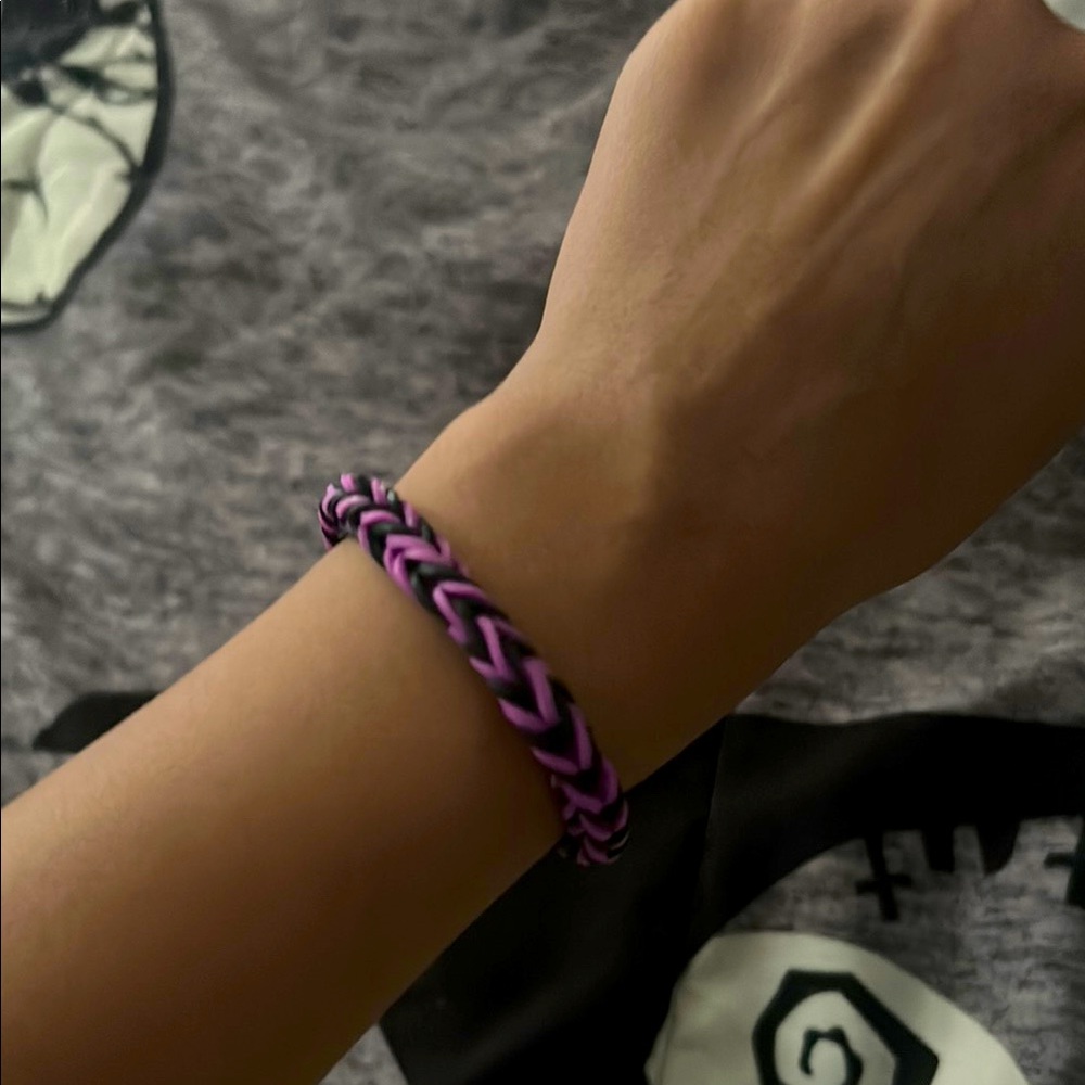 Pink and Black Braided Bracelet